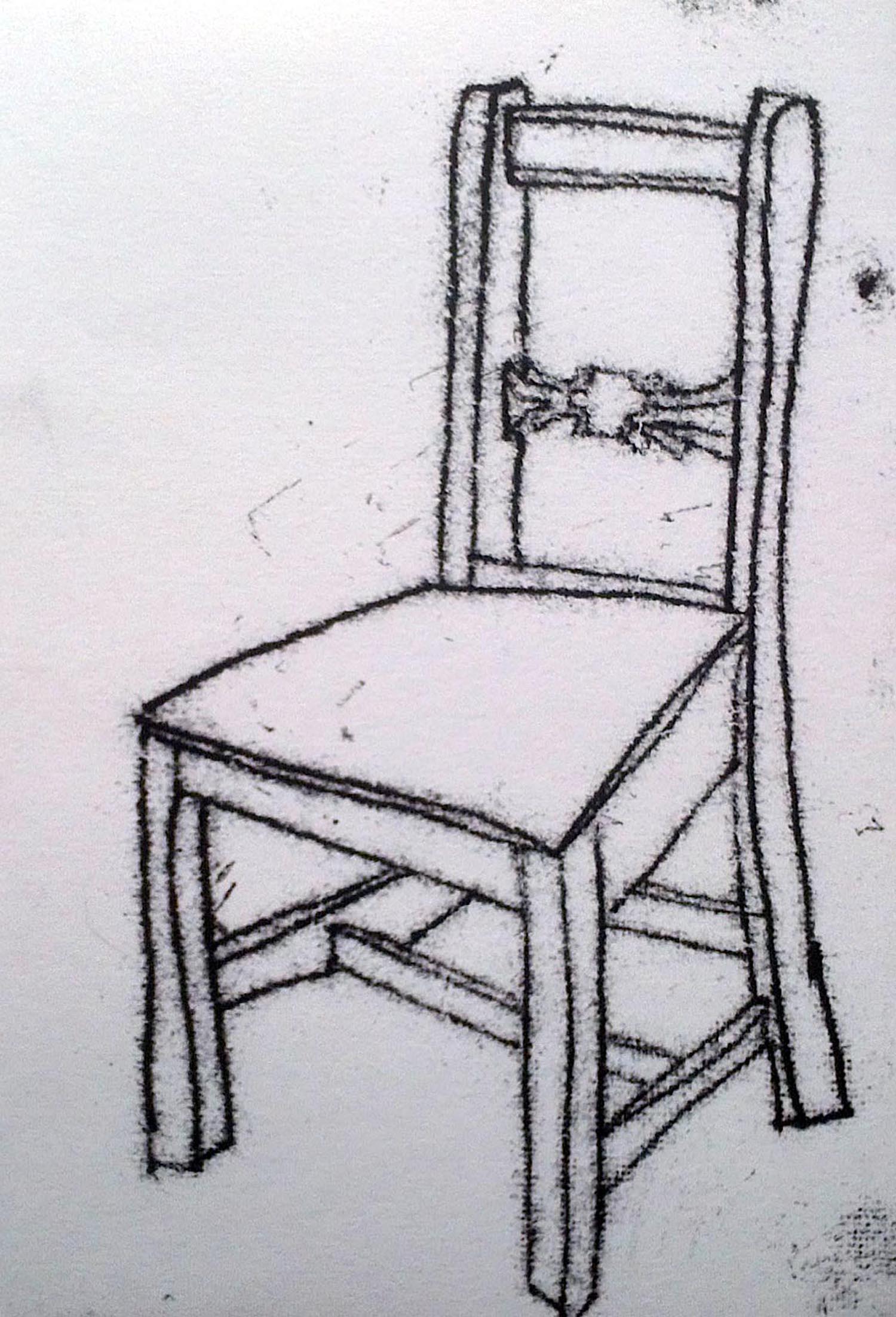 Drawing of a single old oak chair