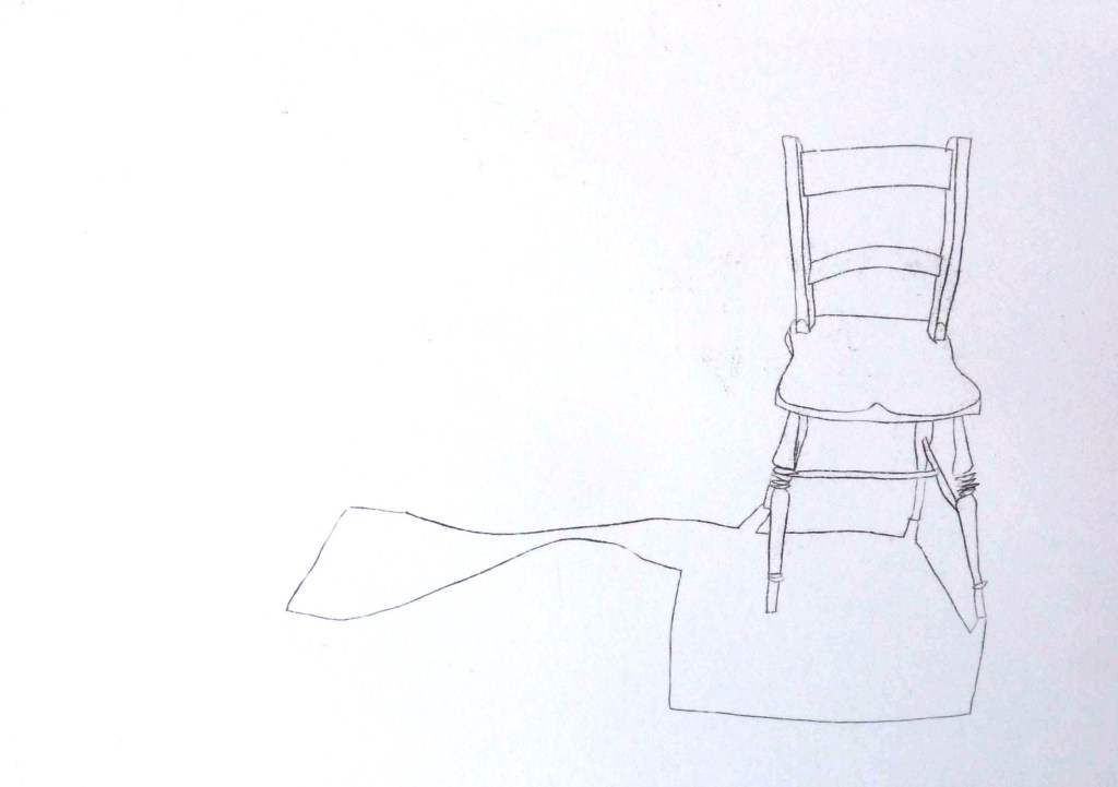 Drawing of chair with outline of shadow falling to the left